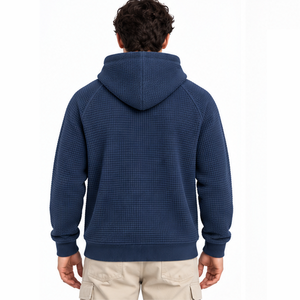 Sweat à capuche pour homme en tricot gaufré à manches longues, pull thermique décontracté, streetwear d'hiver, sweat à capuche personnalisé pour le sport, vêtements en gros - Product Image 6