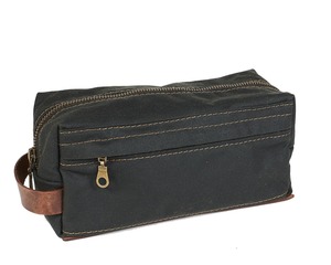 Leather Canvas Toiletry Bag Travel Organizer Waterproof Cosmetic Dopp Kit Large Capacity <b>Case</b> Bag LCTB-0068 - Product Image 6