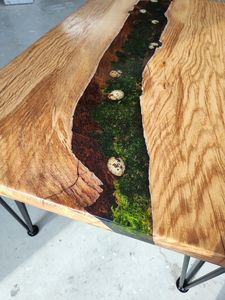 Wooden Moss <b>Epoxy</b> River <b>Table</b> Natural Live Edge Handmade Rustic <b>Coffee</b> <b>Table</b> Forest Inspired Resin Furniture Statement Piece - Product Image 2