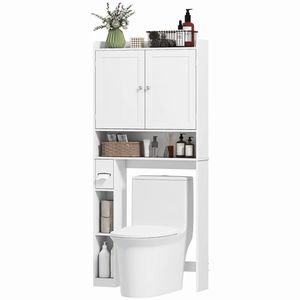 Armoire de rangement blanche pour salle de bain, étagères de toilette - Product Image 5