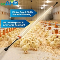 Iluminación LED de Espectro Completo con Clasificación IP67 para Aves de Corral, 2700K-3000K, Opciones Rojas, Sin Parpadeo, Garantía de 5 Años, Regulable, Alto CRI 80, para Granjas