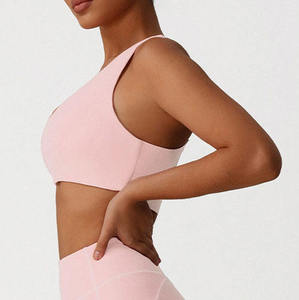 Adjustable Strap Crisscross Simple Front Women's High for Padded Sports Bra Yoga Gym Activewear Breathable Fitness Wholesale - Product Image 5
