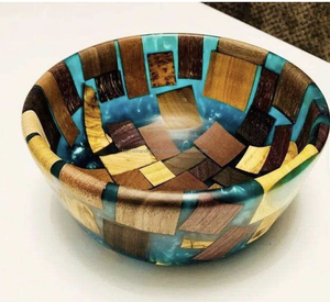 Bols en bois ronds faits à la main en résine époxy Bols de rangement en bois pour la cuisine Bols décoratifs en provenance d'Inde - Product Image 1