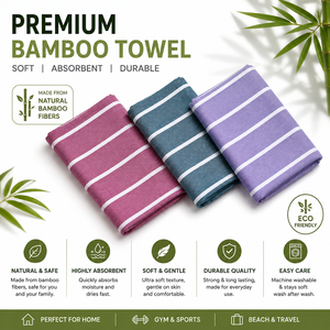 Serviette de Bain en Fibre de Bambou Premium, Ultra Douce, Écologique, Séchage Rapide, Légère, Style Jacquard - Product Image 4