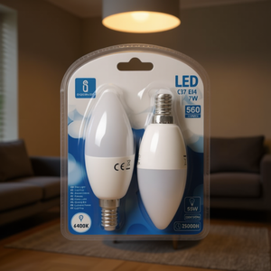 Bombilla LED C37 E14 7W 6400K 560Lm 25000H de bajo consumo, paquete de 2 - Product Image 3