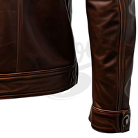 Veste de moto en cuir de vachette pour homme sur mesure - Réversible, imperméable, pour l'hiver, avec logo sur le devant