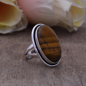 Natural <b>Tiger</b> <b>Eye</b> <b>Ring</b> 925 Silver Handmade Gemstone Jewelry Boho <b>Ring</b> For Him/ Her - Product Image 2