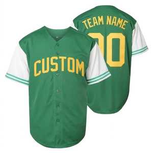 Custom Green Men's <b>Baseball</b> Jersey Short Sleeve V-Neck Button Front Screen Printed Polyester Breathable Multi Colors Jersey. - Product Image 4
