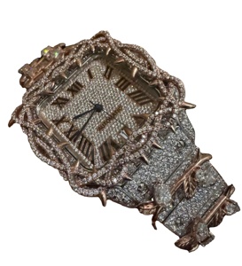 Montre à cadran romain Moissanite personnalisable de luxe Design épine Durable Luxe Hip Hop Party Wear Bracelet en cuir Style Antique - Product Image 1