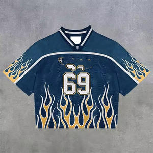 Camiseta Retro Personalizada de Fútbol Americano, Estilo Oversize, Lavado Ácido, Algodón Vintage, Corte Recto para Hombre - Product Image 2