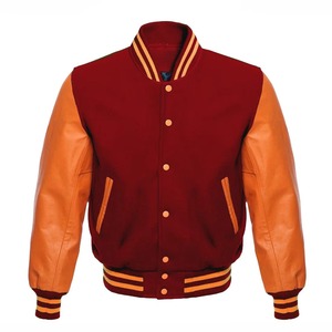 Veste de sport verte pour homme, manches en PU rouge, col rabattu, fermeture à boutons, vêtement décontracté d'automne, coupe classique, couleur unie - Product Image 3