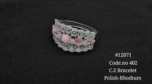 Bracelet en zircon coloré 12071, bracelet cubique plaqué rhodium, bijoux fantaisie en laiton avec pierres géométriques pour femme, idéal pour les soirées - Product Image 4