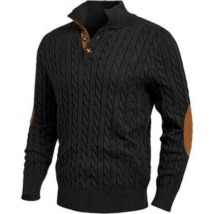 2025 Men's <b>Cable</b> <b>Knit</b> Pullover <b>Sweater</b> Casual Long Sleeve Stand Collar Button Plus Size Anti-Wrinkle Knitted <b>Sweater</b> Pattern - Product Image 2