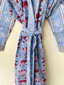 Bata Kimono con Estampado de Dibujos Animados para Mujer, 100% Algodón, Camisón de Verano Hecho a Mano, Cuello en V, Cintura Elástica, Largo hasta la Rodilla - Product Image 3