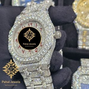 นาฬิกาข้อมือสตรีสแตนเลสสตีลหรูหราจาก Pahal Jewels พร้อมตัวเรือนและสายประดับเพชร หน้าปัดควอตซ์แบบอนาล็อกขนาด 40 มม. - Product Image 2