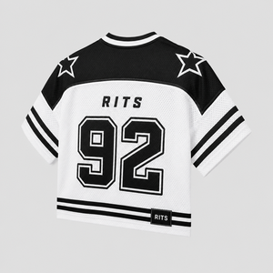 Camiseta de Fútbol Americano RITS con Cuello Mao, Tirantes Ajustables, Manga Corta, Malla Transpirable, Unisex para Adultos, 92 Tackle, Blanco Sólido - Product Image 2
