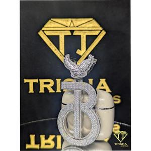 Pendentif personnalisé de luxe avec initiale « B », diamant de laboratoire VVS, argent 925, style hip-hop, bijoux sertis de pierres, par Trisha Jewels - Product Image 4