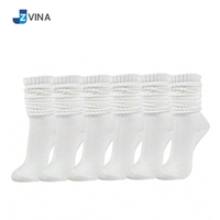 Chaussettes d'hiver épaisses en coton blanc pour femmes JZVINA, longueur cheville, tricotées, respirantes, pour usage quotidien, couleur unie