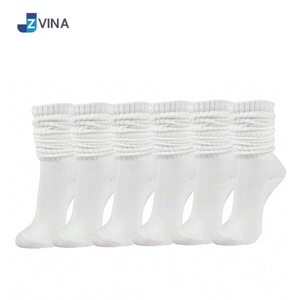 JZVINA Custom <b>Women's</b> <b>White</b> Cotton Thick Winter Slouch <b>Socks</b> Ankle Length Knitted Breathable Daily Wear Solid Color - Product Image 2