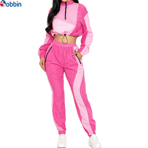 Customizable Women Gray White Color Blocking Tracksuit Full Length Quarter-Zip Sporty <b>Jogging</b> <b>Suit</b> With Side Pockets Lightweight - Product Image 4