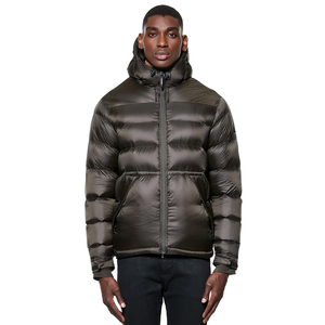 Chaqueta Acolchada con Capucha para Hombre, Color Gris Oscuro, Resistente al Viento, Rellena de Plumón, Cierre de Cremallera, Ropa de Invierno Informal - Product Image 6