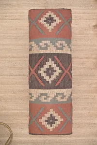 Handmade Eco-Friendly Kilim Jute Rug <b>Bench</b> Modern Ottoman Upholstered <b>Wooden</b> Seat Rustic Entryway Furniture Home Decor - Product Image 6