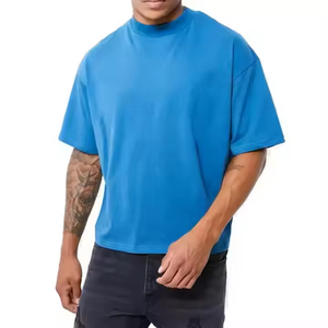 T-shirt pour homme en coton 240g de qualité supérieure, coupe classique, épaules tombantes, design personnalisé, col rond, tricoté, style sportif - Product Image 3