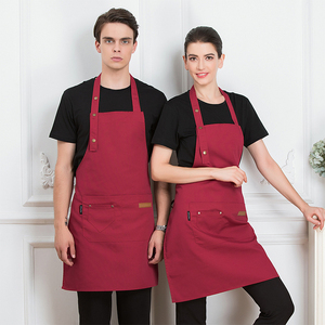 Delantales de trabajo unisex de algodón con bolsillos, cómodos para cocina, taller, ropa de trabajo profesional, ropa de trabajo protectora, delantal utilitario de algodón. - Product Image 1