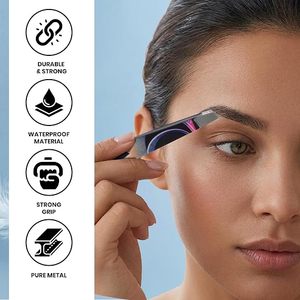 Pinzas Profesionales para Cejas con Punta Inclinada, Pinzas para Pestañas, Pinzas para Depilar - Product Image 5