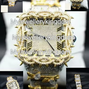 Royal Shine High Quality Stainless Steel Square <b>Case</b> Glass Dial Moissanite Diamond Quartz 10 Bar Water Resistant No Clasp <b>Watch</b> - Product Image 1