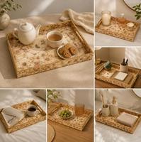 Plateaux de rangement classiques en bois, unité individuelle, rectangulaires, polis, modernes, luxueux, lavables au lave-vaisselle, plats de service décoratifs pour