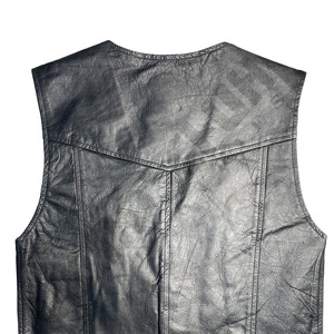 Gilet de moto en cuir personnalisé pour homme, sans manches, avec cinq boutons et deux poches, respirant, à porter toute l'année - Product Image 4
