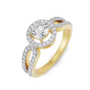 แหวนเงินประดับมอสซาไนต์ทรงกลมทรงหรูหรา ดีไซน์แบบ Halo Pave Setting ขาแหวนแยกสีทูโทน แหวนหมั้นและแต่งงานสุดหรูสำหรับผู้หญิง - Product Image 4