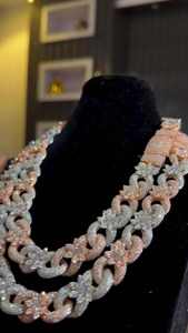 <b>Infinity</b> Flower Cuban Chain Necklace 925 Silver Moissanite Diamond Two Tone Gold Plated Hip Hop Jewelry Party Gift - Product Image 4