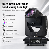 Projecteur LED 3-en-1 380W Beam Spot Wash à tête mobile DMX512 IP33 pour scène DJ