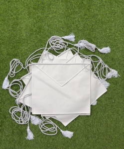 Tablier maçonnique carré en cuir blanc avec cordons ajustables et pompons |   Régalia Cérémonielle en Satin Personnalisée avec Dentelle Brodée - Product Image 1