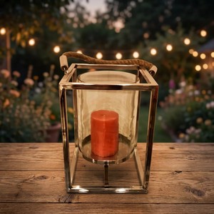 <b>Square</b> Stainless Steel & Glass Lantern with Glass Sleeve Heat Resistant Handmade Customizable Print Home Decor - Product Image 6