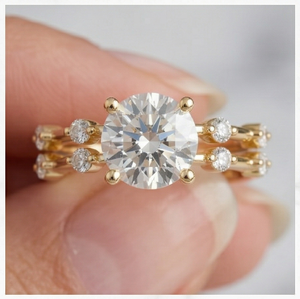 Anillo de compromiso y boda para mujer Aries Jewel de lujo, oro de 14 quilates, diamante cultivado en laboratorio certificado por IGI, corte redondo de 2.50 quilates, con banda a juego. - Product Image 2