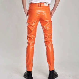 กางเกงมอเตอร์ไซค์หนังแท้ทรงตรงสำหรับผู้ชาย สไตล์ลำลอง - Product Image 2