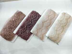 Tela de Encaje con Cuentas Ecológica de Lujo con Bordado Francés y Patrón Geométrico para Vestidos de Novia y Ropa de Noche - Product Image 2