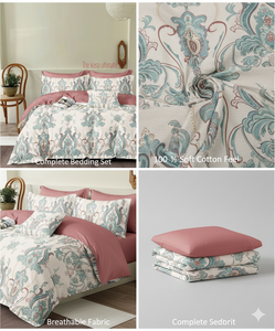 Parure de draps 4 pièces en microfibre tissée de haute qualité, motif floral, 200 fils, sans plis, anti-bactérienne, douce, taille Queen - Product Image 2