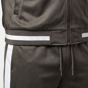 Men's Solid Color <b>Tracksuit</b> Full Zip Stand Collar Sporty Style Breathable Polyester Track Jacket With Side Pockets Autumn Wear - Product Image 5