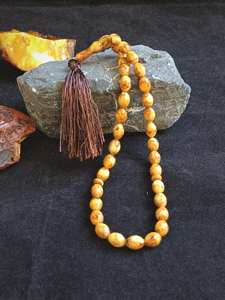 Tasbih de Resina Personalizado, Ámbar Báltico Natural, 33 Cuentas, Cuentas de Oración Coleccionables, Precioso Rosario con Corte de Cebada, Misbaha Hecha a Mano - Product Image 5