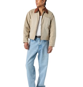 Hot Sale Custom Cotton Men's Heavy Embroidery Logo Zipper Winter Work <b>Canvas</b> <b>Jacket</b> Turn Down Collar Twill Cotton Work <b>Jacket</b> - Product Image 3