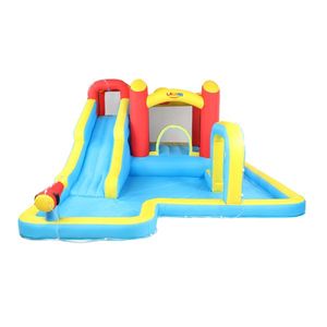 Castello Gonfiabile in Tessuto Oxford 420D 840D con Scivolo e Piscina, Trampolino Rosso Giallo Blu - Product Image 2