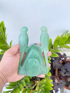 Statue de paire de perroquets en aventurine verte naturelle sculptée à la main, 6 pouces, sculpture en cristal, décoration d'intérieur, fournisseur en gros OEM ODM - Product Image 5