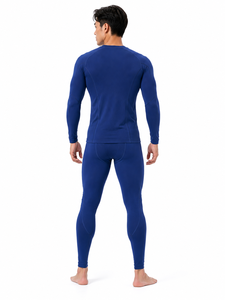 Ensemble de sous-vêtements de compression à manches longues pour hommes, séchage rapide, respirant, sans couture, haut et pantalon bleus à manches longues pour toutes les saisons - Product Image 2