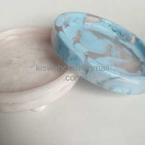 Mini bandeja de resina con patrón de mármol Aqua moderno, plato de desayuno de tamaño mediano de estilo americano para plato redondo de helado - Product Image 2