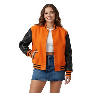 <b>Purple</b> <b>Varsity</b> <b>Jacket</b> Women Men – Cream Leather Sleeves Ribbed Collar | Retro College Letterman Bomber <b>Jacket</b> Snap Button - Product Image 2