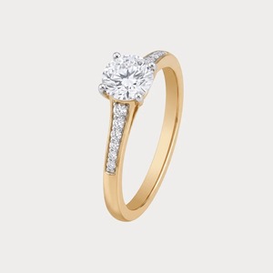 Anillo de Compromiso Solitario con Diamante Cultivado en Laboratorio de 3.50 Quilates, Corte Brillante Redondo, Oro Amarillo Sólido de 14K, Banda Pavé, Joyería al por Mayor OEM - Product Image 3